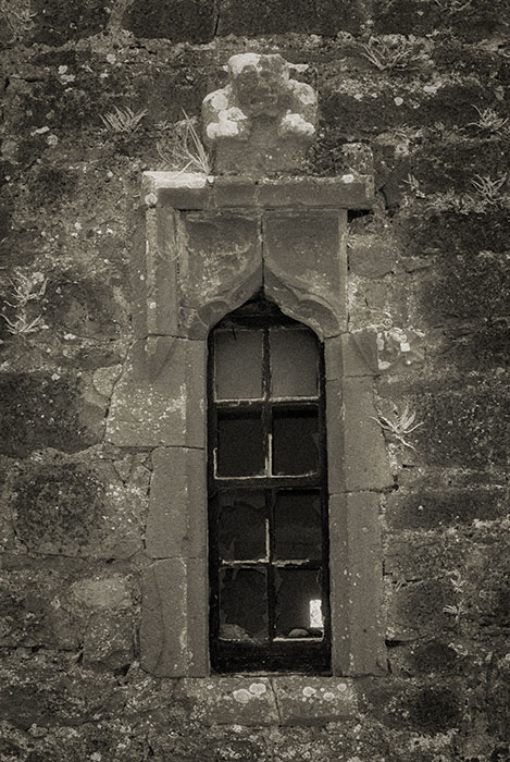 Shela na gig above the window at St Munna's Church ruin
