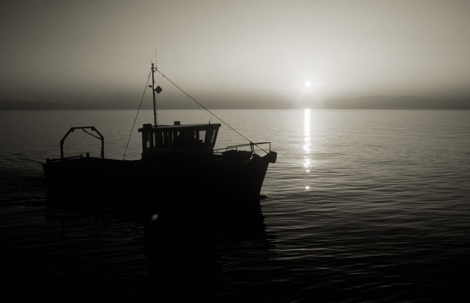 boat at sundown