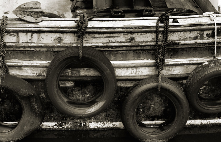 Tyres on old boat