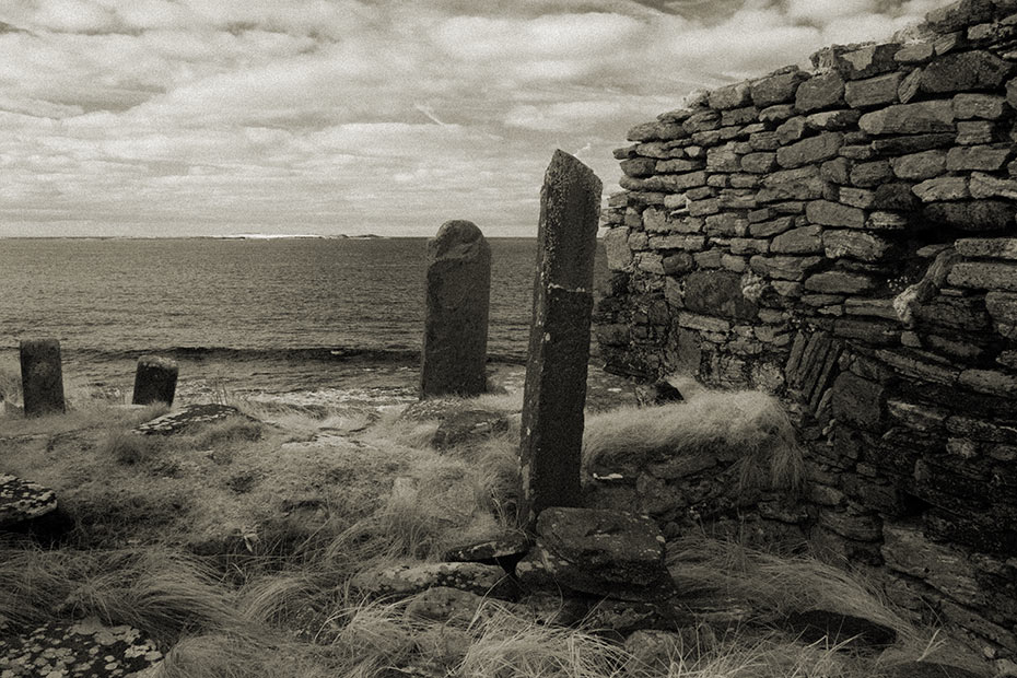 Worn Ogham stone