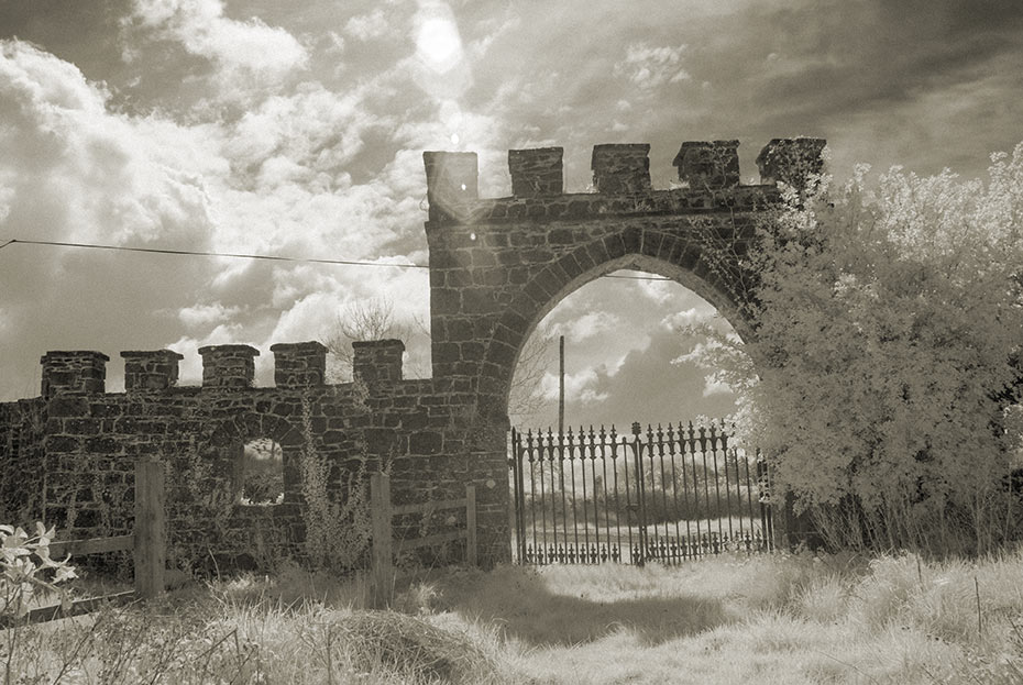 Gothic style wall and arch folly